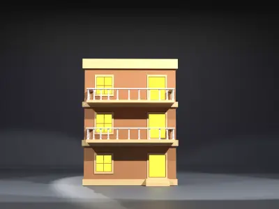 Low Poly Modular Apartment Building Low-poly 3D model