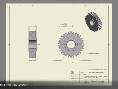 30-Tooth Spur Gear 03 3D print model