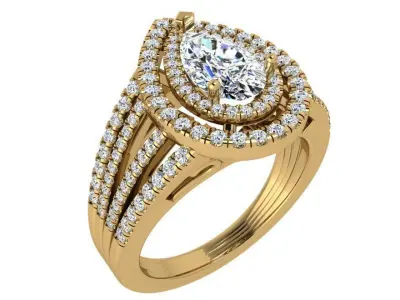 Pear Halo Ring 3486 3D print model