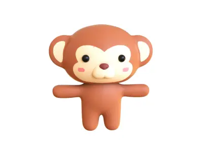 Character008 Chubby Monkey Low-poly 3D model