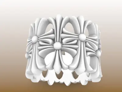 Chrome Hearts style Cemetery Ring 3D print model