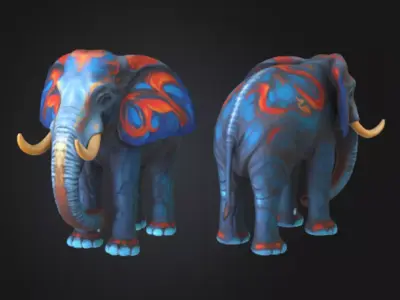 Geometric Elephant 3D  Modern Low-Poly Sculpture Free 3D print model