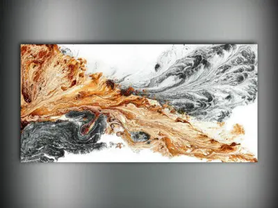 Frame 5 gold and marble abstract painting 3D model