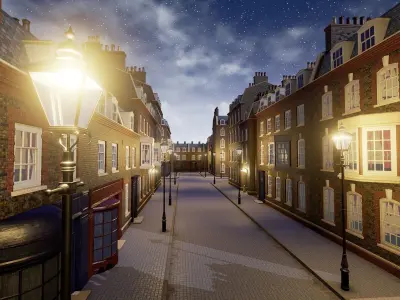 London Street Environment Unreal Engine 4 Low-poly 3D model