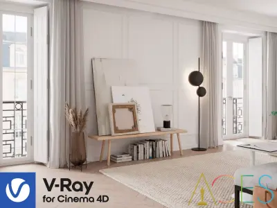 Eclectic Apartment Interior Scene for Cinema 4D and Vray 6 ACES 3D model