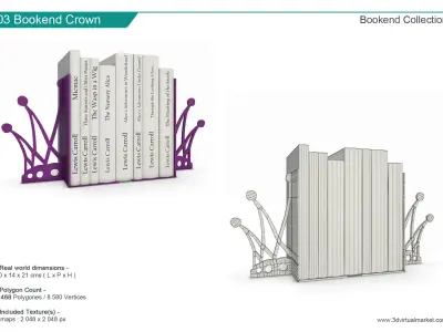 Book Ends and Books Collection 3D model