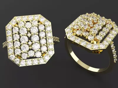 Gold Ring with Diamonds 3D print model