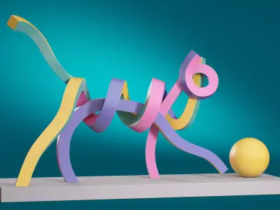 Cat With A Ball 3D model