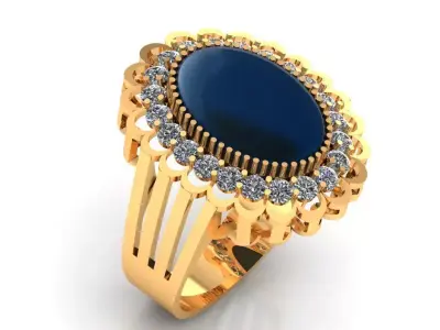 Women Ring 11 cabochon oval cut halo women enagement ring 3D print model