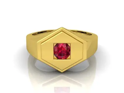 Ruby Stone Mens Ring  3D print model