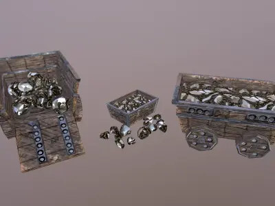  Gold Mine Cart Low-poly 3D model