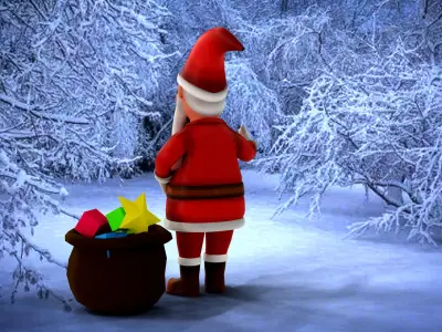 Cartoon Santa Claus with unity package Low-poly 3D model