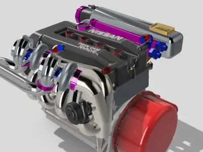 SR20 Engine x3 combos ITB Turbo Twin Turbo 3D print model