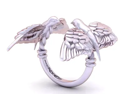 Twin Bird Open Ring  3D Printable Jewelry    3D print model