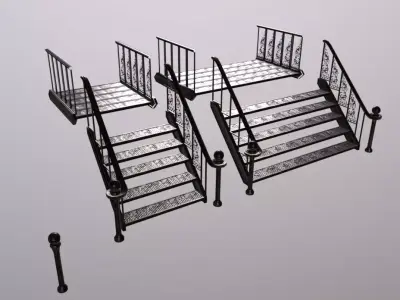 Stairs Garden Metal Iron Forged Low-poly 3D model