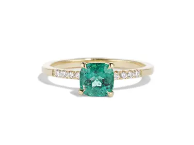 Carat Muzo emerald with small diamonds Ring 3D print model