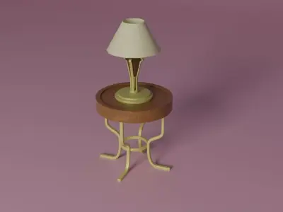 A small table with a lamp Low-poly 3D model