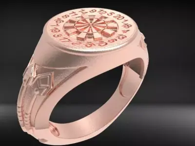 Mens Darts with Dart Board Ring Sports Jewelry 3D print model