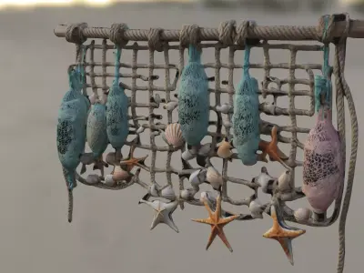 Seashell Wall Hanging  Nautical Low-poly 3D model
