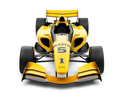 Formula  Vehicle Bright Yellow Black model pack Low-poly 3D model