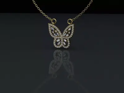 Diamond Butterfly pendant 3D print model