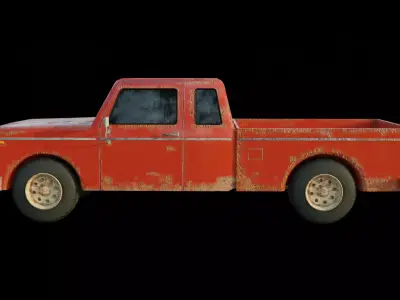 Pickup car PBR texture Low-poly 3D model