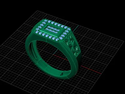 Print Ready STL 3DM  Gents Rings Diamond Men Ring  3D print model 139