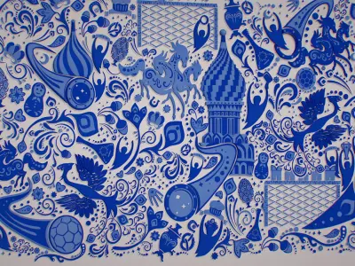 Russian geometric tile ornament decoration 3D model