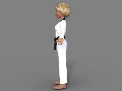 3D Cartoon Karate Girl 3D model
