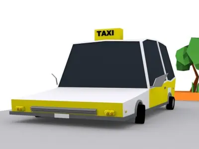 Toon Taxi car  Low-poly 3D model