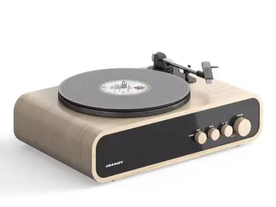 Crosley GIG Vinyl Turntable with speakers and Records 3D model