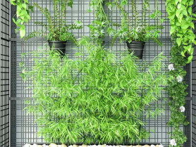 Wall Grid Plant Pot 5 3D model