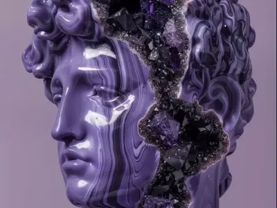 Purple Marble God Sculpture Cracked Amethyst Geode 3D Low-poly 3D model