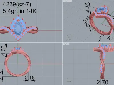 Pear Cut Unique Ring 4239 3D print model