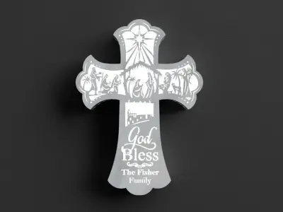 nativity wall cross - can add light inside 3D print model