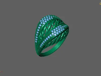 Women Ring With Stone Diamond Ready STL 3DM Models Womens Rings 3D print model purchase