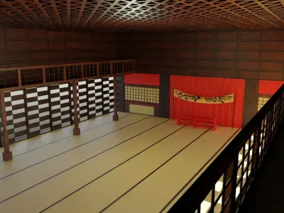 Dojo Fighting Hall Low-poly 3D model