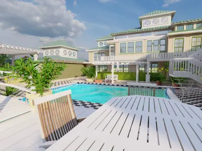 Villa 3D model design  Low-poly 3D model
