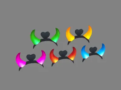 Demon horn luminous hair hoops - head decorations Low-poly 3D model