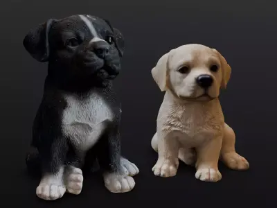 2 Cute Dogs Low-poly 3D model