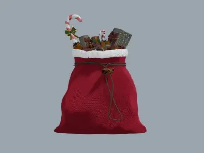 Christmas Gifts on Santa s Bag Low-poly 3D model