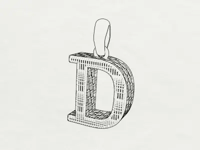 Geometric Letter D Pendant Minimalist 3D Printable Jewelry  3D print model