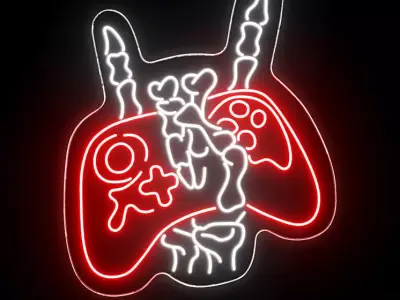 Gamer Skull Neon Sign 3D model