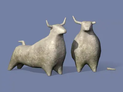 Stone bull statue Low-poly 3D model