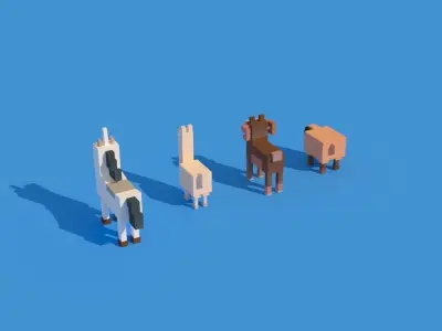 Low Poly Animals four pixel Low-poly 3D model