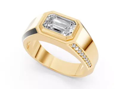 Man Signet Ring With Emerald 3D print model