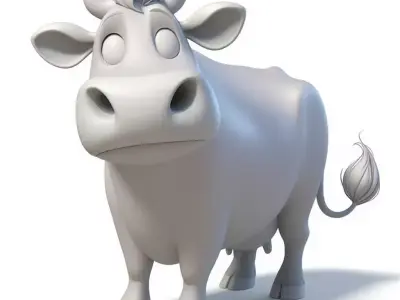 Charming Cartoon Cow Stylized 3D Farm Animal Character Low-poly 3D model