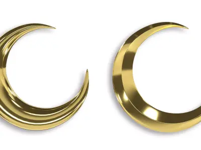 crescent moon gold  3D model