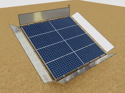 Solar Tracker-2x4 Panel Layout-SOLAR-SIM V01-Mirror Supported Low-poly 3D model