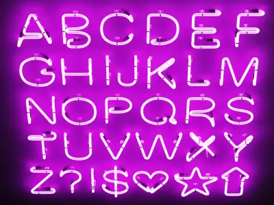 Neon Signs and Alphabet Low-poly 3D model